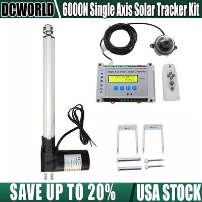 Single Axis Solar Panel Tracker LCD Controller +6000N DC 12'' Linear Actuator Kit