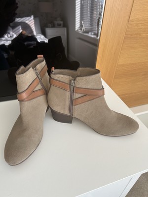 Coach Pauline beige Wildleder und hellbraun Leder Riemchen Stiefeletten UK 4,5 US 7,5