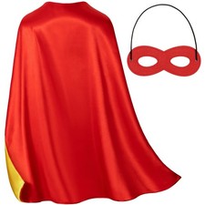 Double-Sided Superhero Capes and Mask for Kids - Red Super Kids,  Yellow