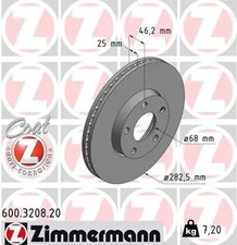 Image of 2x Brake disc internally vented 600.3208.20 ZIMMERMANN for VW PASSAT B5
