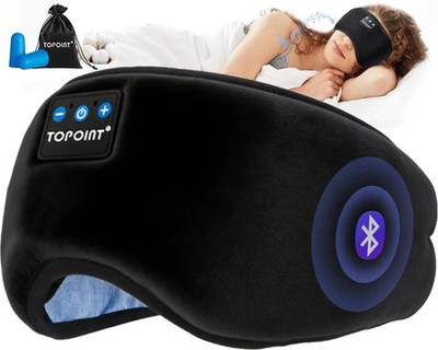 Sleep Mask Bluetooth 5.4 Wireless Headphones HD Speakers Blackout TOPOINT Music