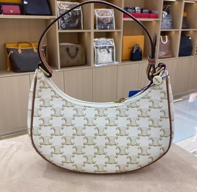 15% OFF Celine Triomphe Canvas White Classic Crossbody Ava Shoulder Hobo Bag