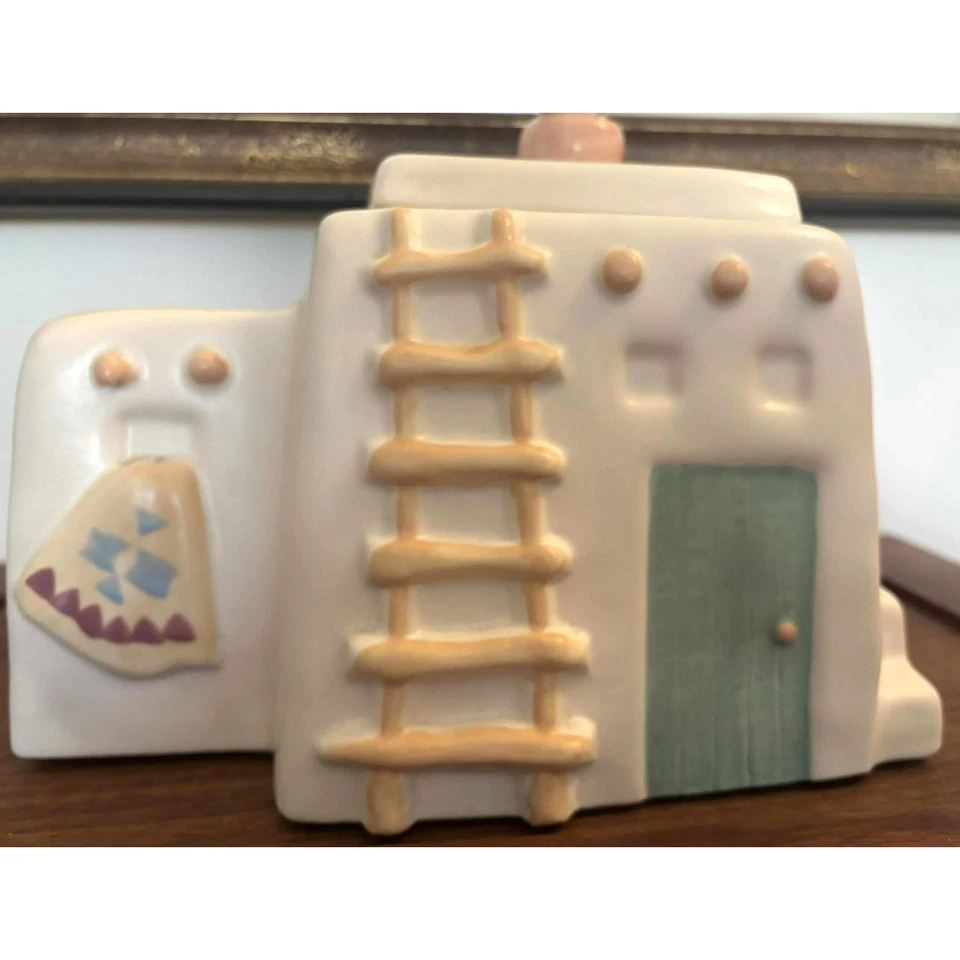 Винтажная банка для печенья Treasure Craft Aztec Pueblo Mesa Southwestern Adobe Cactus - Изображение 2 из 4