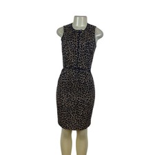 J.Crew Womens Brown Leopard Print Cotton Sheath Dress Sleeveless Knee Length Siz