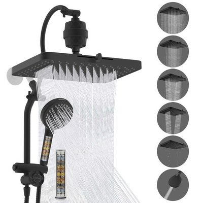 #ad 5 Spray Filtered High Pressure Shower Head with Handheld Spray Combo Matte Black $95.99
