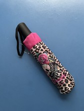 Ed Hardy Leopard Skull Rose Prints Compact Umbrella with Case New