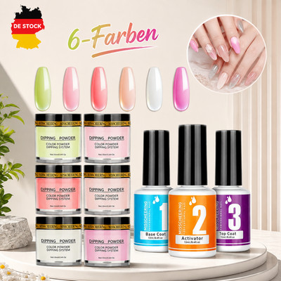 Dipping Powder Nails Set 9Pcs Dip Pulver Nagel Starter Kit 6 Farben French Neu