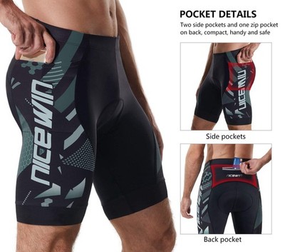 NICEWIN Herren Radlerhose Shorts Fahrradhose Sitzpolster Schwarz/Blau, L