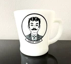 Vintage Uncle John Federal Milk Glass 14 Oz Coffee Mug Heat Proof Fire King