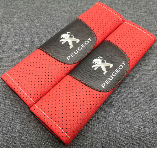 2X Rot Farbe Auto Sicherheitsgurt Schulterkissen Abdeckung Pad Für Peugeot Auto - Bild 1 von 5