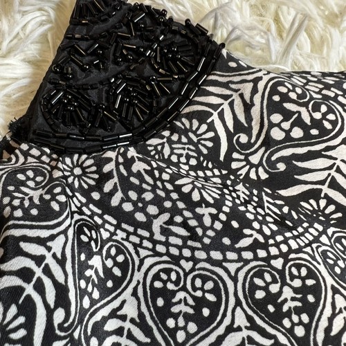 Vintage Andrew Charles top Black & White / blouse Beaded Details Dolman Sleeves - Picture 9 of 13