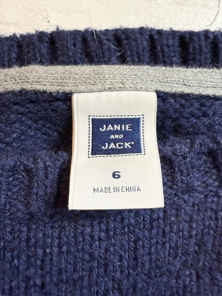 Suéter Suéter Chaleco Rasgado Isla Justa Azul Gris Marca Mixta Niños Talla: 6 Mediana Foto 4 de 4