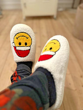 Perfect Gift Christmas Smiley fun and Comfy Home Shoes. Perfect for winter.
