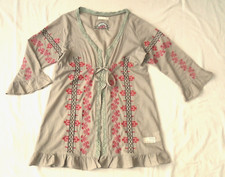 Odd Molly Jacket Or Top - Open Front - Cotton With Embroidered Details - Size M