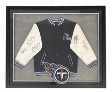 Steve McNair Eddie George Blaine Bishop Framed 43x3x35 Titans Jacket JSA