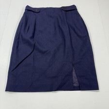 Vintage Sarah Alexander Polyester Skirt Womens 6 Blue Midi Lined Made In USA