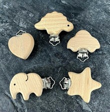 Animal Pacifier Clip Beech