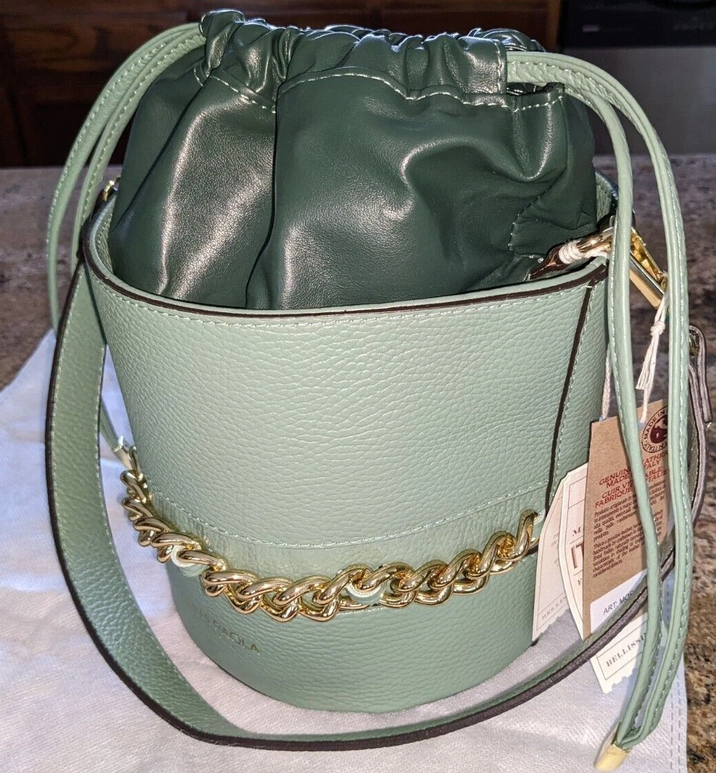 Green leather on sale bucket bag