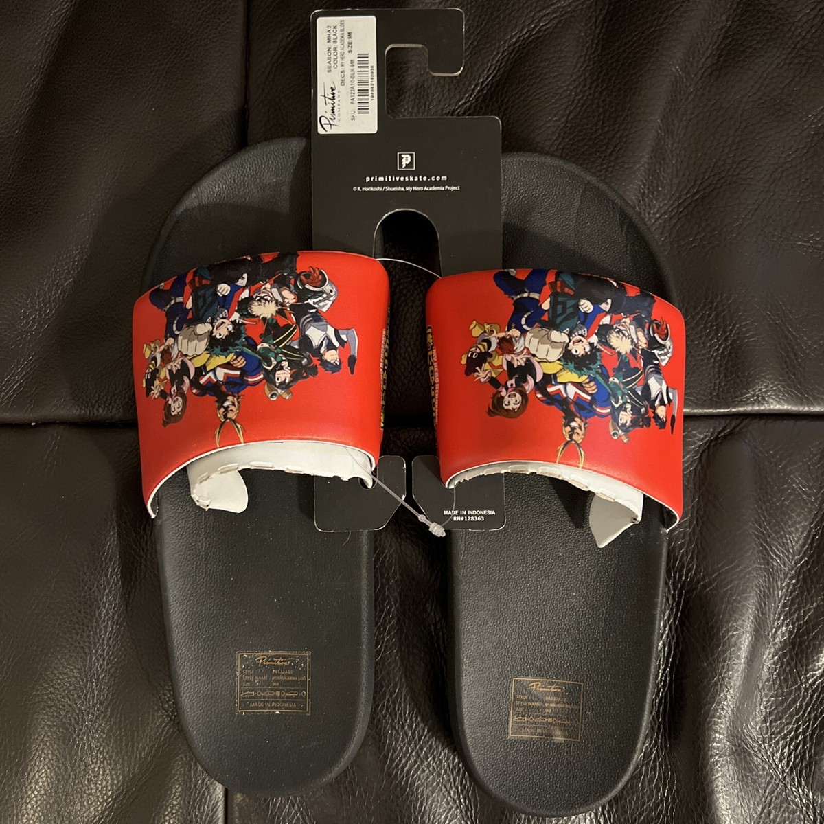 PRIMITIVE X MY HERO ACADEMIA SLIDES SIZE MENS 9 NEW IN BAG 