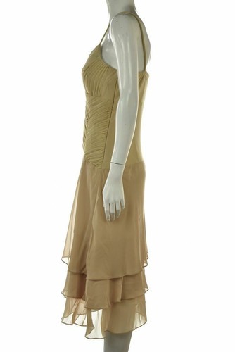 Sangria Womens Dress Size 10 Beige Solid Sheath Tiered Midi Spaghetti Strap - Picture 3 of 4