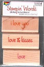 Rubber Stampede I LOVE YOU Wood Mounted Stamp Set Valentines Kisses Sayings