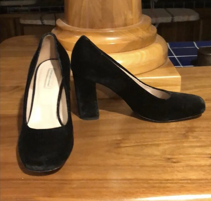 Dries Van Noten Velvet Black Block Heels 38M Euro