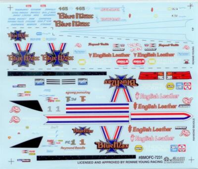 Slixx 7231 Blue Max Omni F/C/rail Raymond Beadle 1/25 waterslide Drag decal