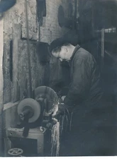 worker milling machine turner silver print 1930s era photograph