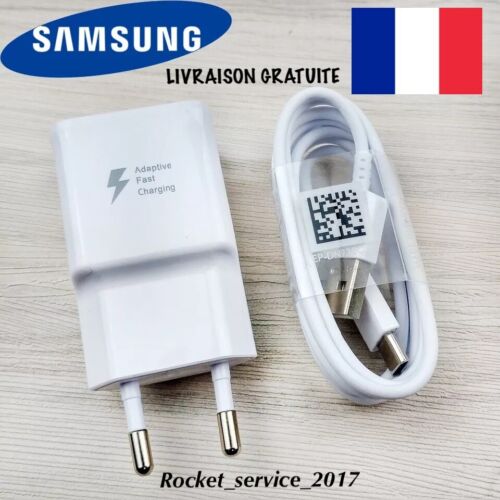Chargeur Samsung Galaxy S8 / S8 PLUS S9 Charge Rapide AFC 2A BLANC+ câble TYPE C - Photo 1/4
