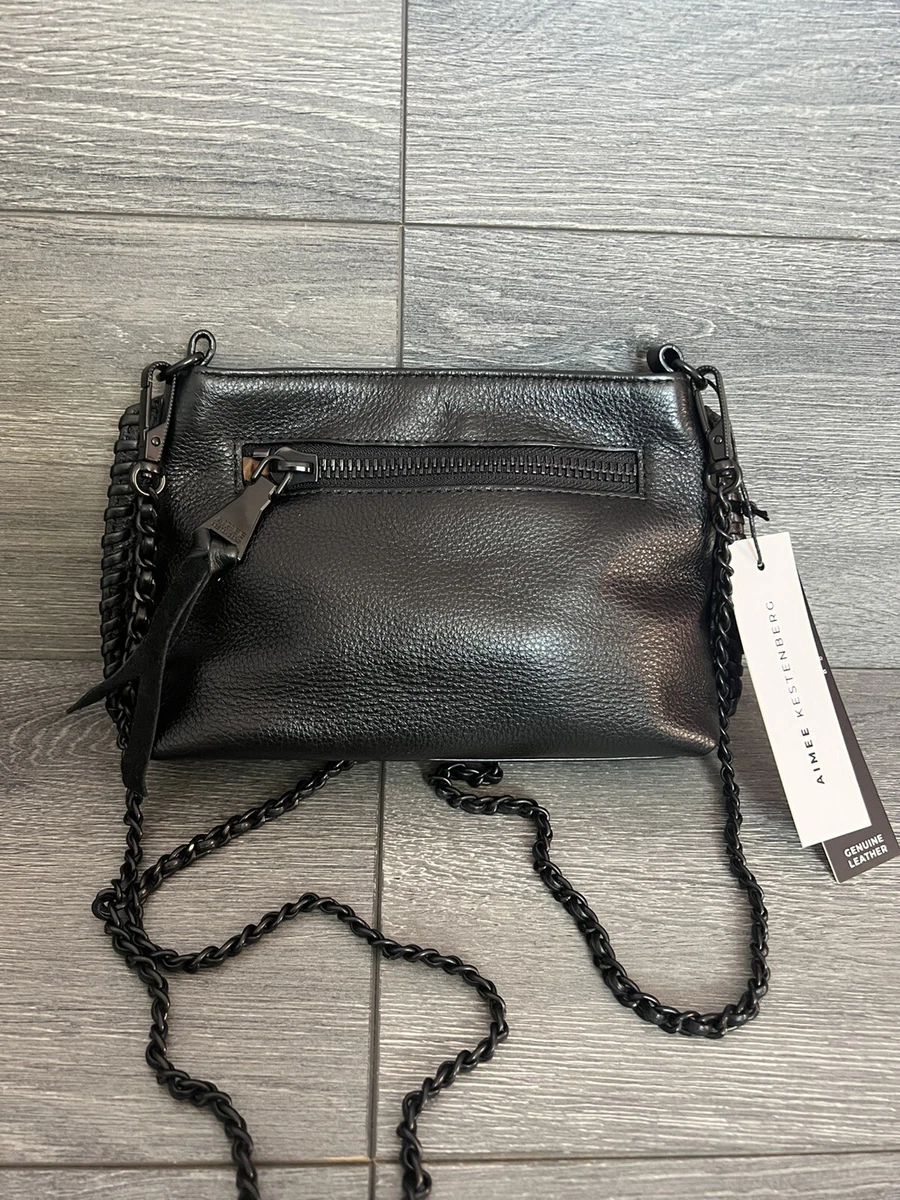New Aimee Kestenberg Free Bird Leather Mini Crossbody Bag in Black