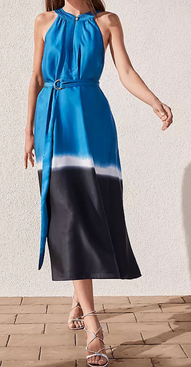 halter midi dress ann taylor NEW SANTORINI PETITE STRIPED POCKET SZ 2P Polka dot
