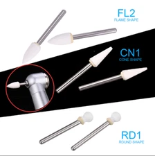 Dental White Stone Porcelain Resin Handpiece Polishing Burs FG Cone/Flame/Round