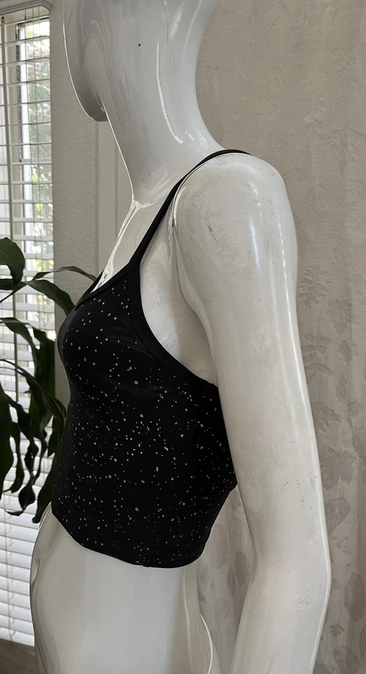 BEYOND йога черный/белый брызги X-Back укороченный Майка бюстгальтер Топ размер XS - Изображение 4 из 4