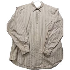 Polo Ralph Lauren Shirt Mens Classic Button up Brown Vertical Striped size Xl