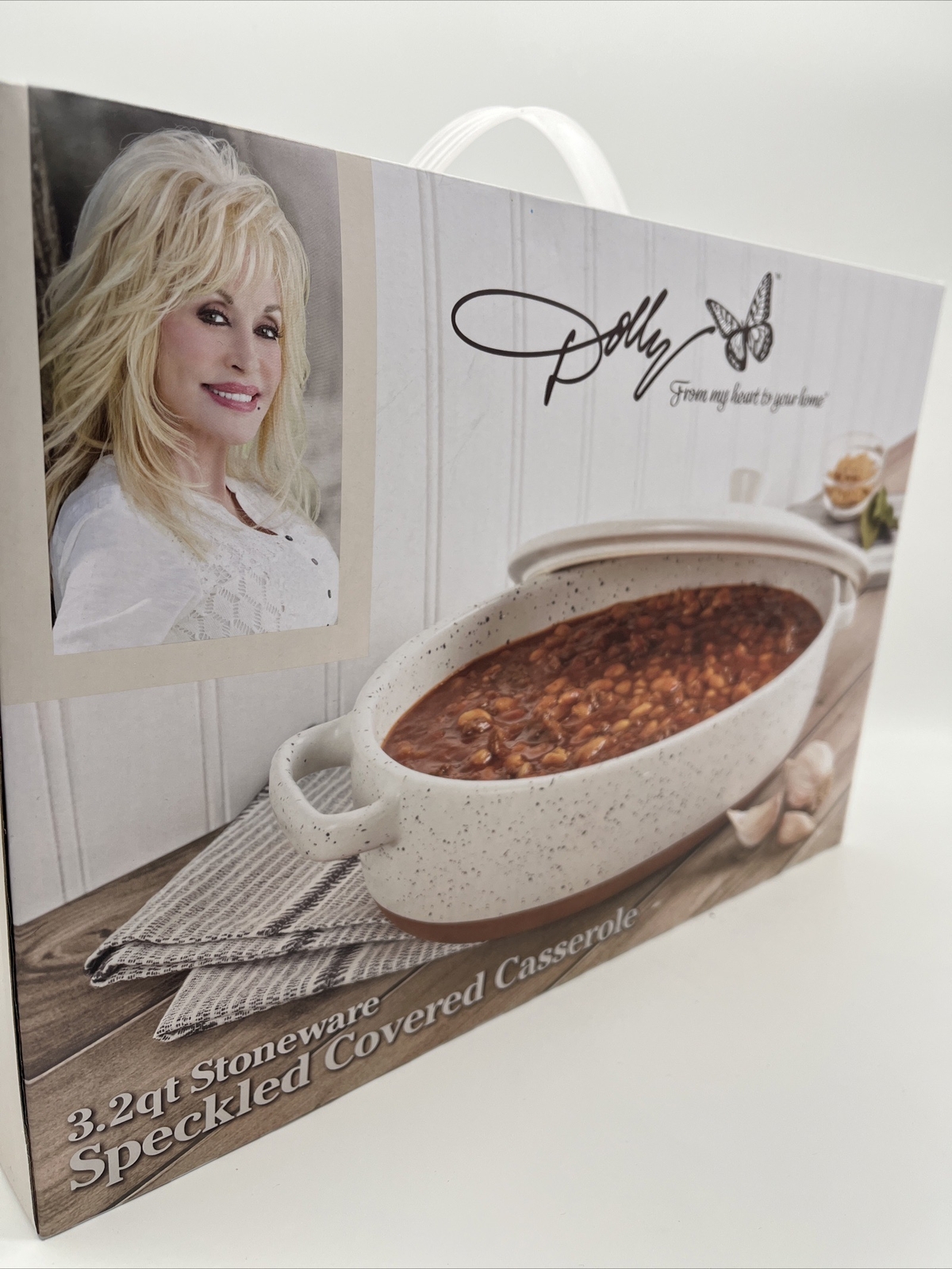 Dolly Parton 3.2qt Stoneware Speckled Covered Casserole Dish New In Box