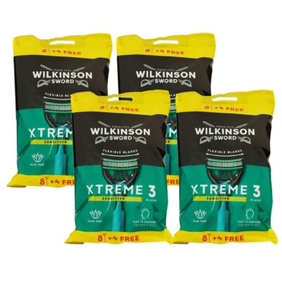 Wilkinson Sword Xtreme 3 Sensitive Comfort 4 x 12 Stück Rasierapparat 8 + 4 Set