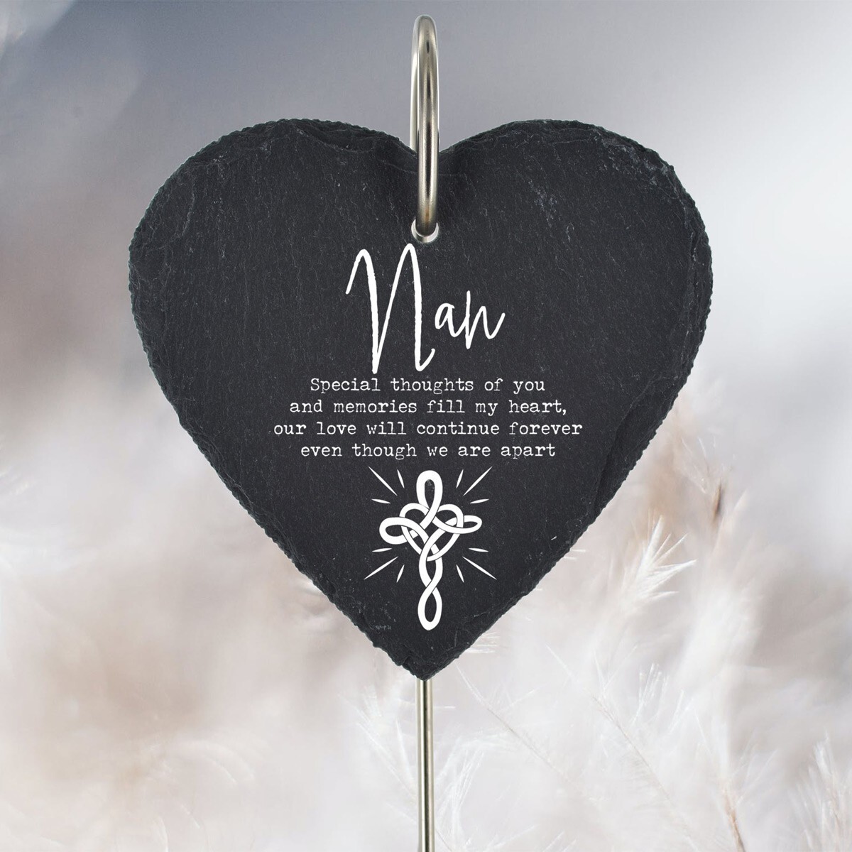 Nan Grave Stick Marker Celtic Knot Cross Plaque Ornament Memorial Heart Slate