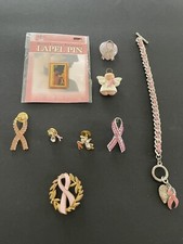 Lot Of Breast Cancer Awareness Jewelry Pins &...