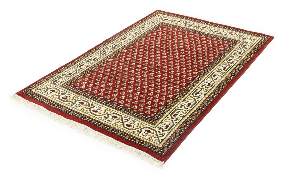 Tapete design tribal floral vermelho indo-botemir tapete de área de fazenda oriental 4X6 pés - Imagem 3 de 4