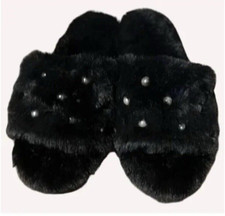NWT INC International Concepts Women Pearl Faux-Fur Slide Slippers Size L