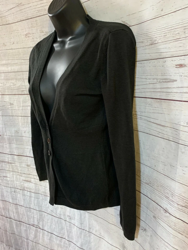 Cárdigan para mujer New & York Company tres botones delantero marrón oscuro talla S Foto 2 de 4