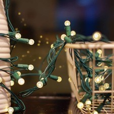 18.6Ft 50 LED White Mini Globe Christmas Lights Ball G12 Tree