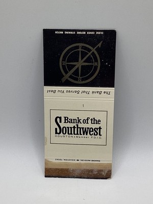 Vintage Bank of the Southwest Houston Texas Matchbook Cover Diamond Match Div