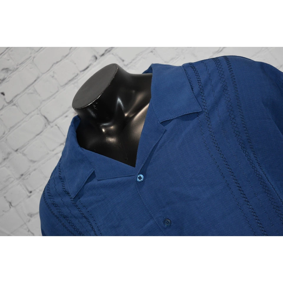 Cubavera Hawaiian Shirt Mens Size 4XL BIG Viscose Polyester Blue - Image 3 of 4