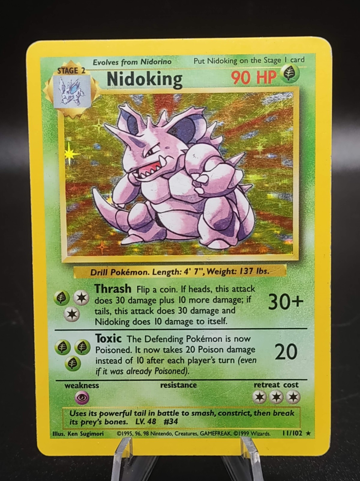 Pokemon Nidoking 011/102 Base Set Holo - B1NDER CARD - DMG