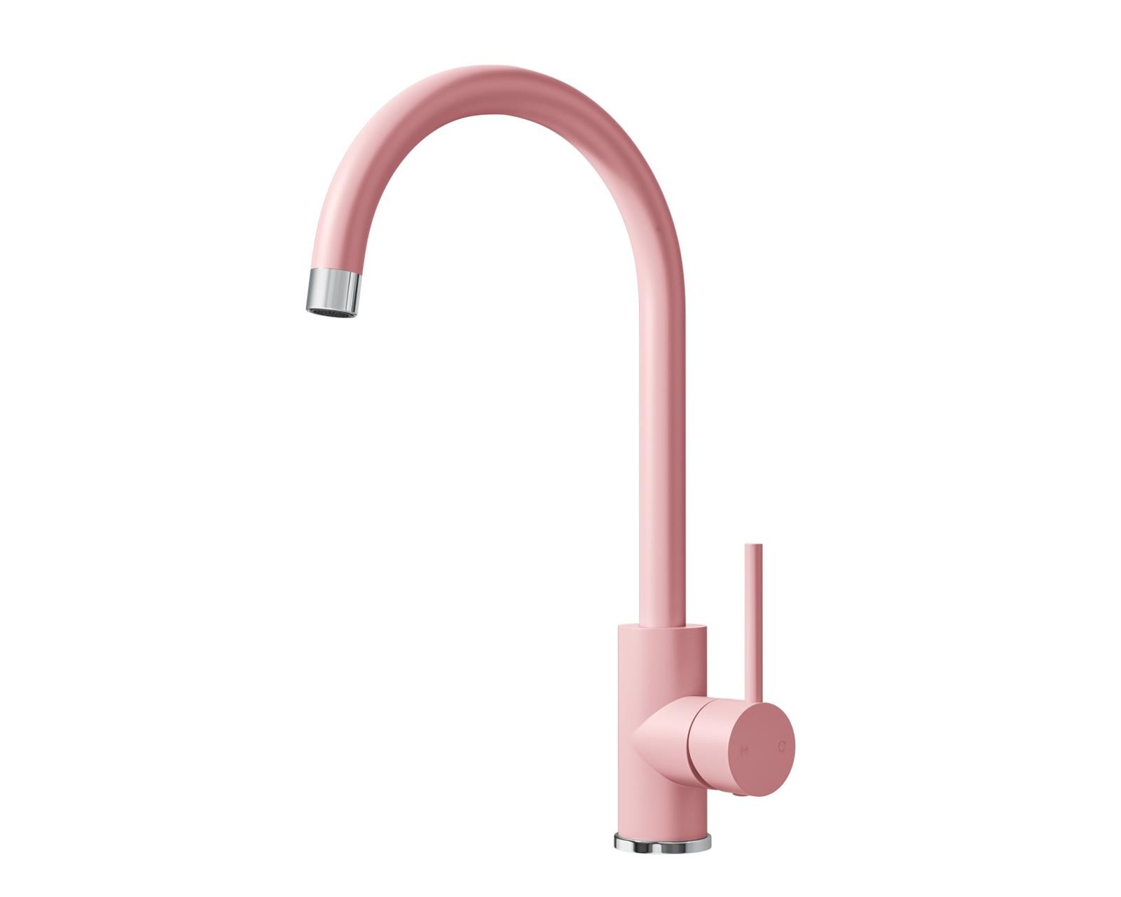 Liquida PR74PC Single Lever Swivel Spout Pink & Chrome Kitchen Mixer Tap
