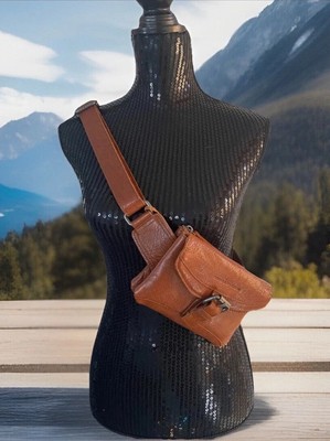 NWT SPIKES & SPARROW Leather Waist Bag Crossbody Fanny Pack Brandy
