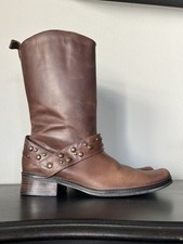Western Harness Leather Boots Womens 7.5 Cowg...