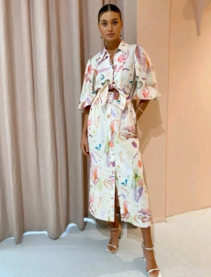 NEW Alemais Annie Rose Linen Rare Shirt Dress Size AU 10 US 6
