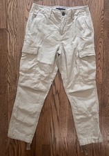 EUC Aeropostale Womens Girls Beige Relaxed Cargo Pants Drawstring 27/28